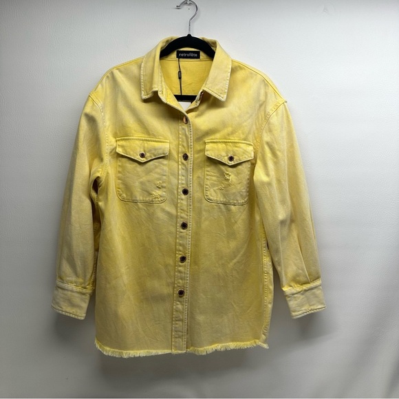 RETROFETE Yellow washed Denim Button-Up Shirt SIZE M NWT - Picture 1 of 10